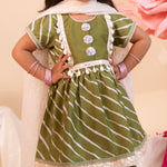 Load image into Gallery viewer, Girls' Olive Green Leheriya Sharara Set - CuddlesClothing
