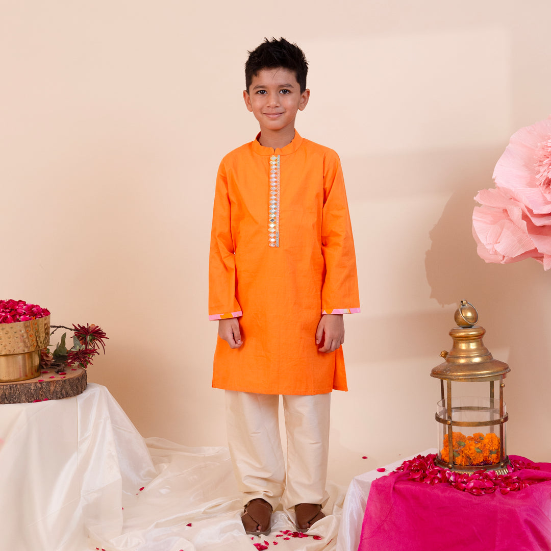 NoorRaaj Set – Mirror Work Cotton Kurta Pajama - CuddlesClothing