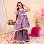Load image into Gallery viewer, Girls' Purple Leheriya Sharara Set - CuddlesClothing