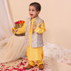 Boys' Floral Print Jacket Set with Cotton Satin Kurta Pajama