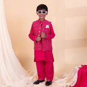 Bandhanraj – Pink Bandhani Print Nehru Jacket Set - CuddlesClothing
