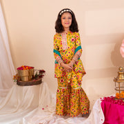 Girls' Mustard Patola Sharara Set - CuddlesClothing