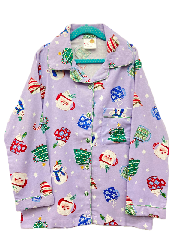 Santa Snowflake Winter Flannel PJ Set - CuddlesClothing
