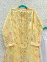 Load image into Gallery viewer, Boys Yellow Mirror Work Kurta Set - Festive Indian Ethnic Wear - CuddlesClothing