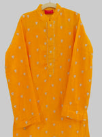 Load image into Gallery viewer, Mustard Mul Chanderi Kurta Set with Silk Nehru Jacket for Boys