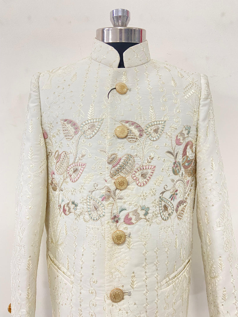 Gulzaar Ivory Embroidered Jodhpuri Set