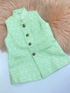 Green Silk Jawahar Jacket for Kids