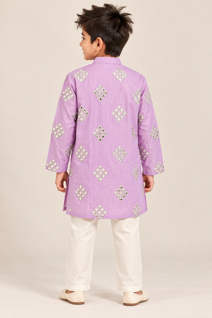 Aariv Mirror Work Mul Cotton Kurta Set