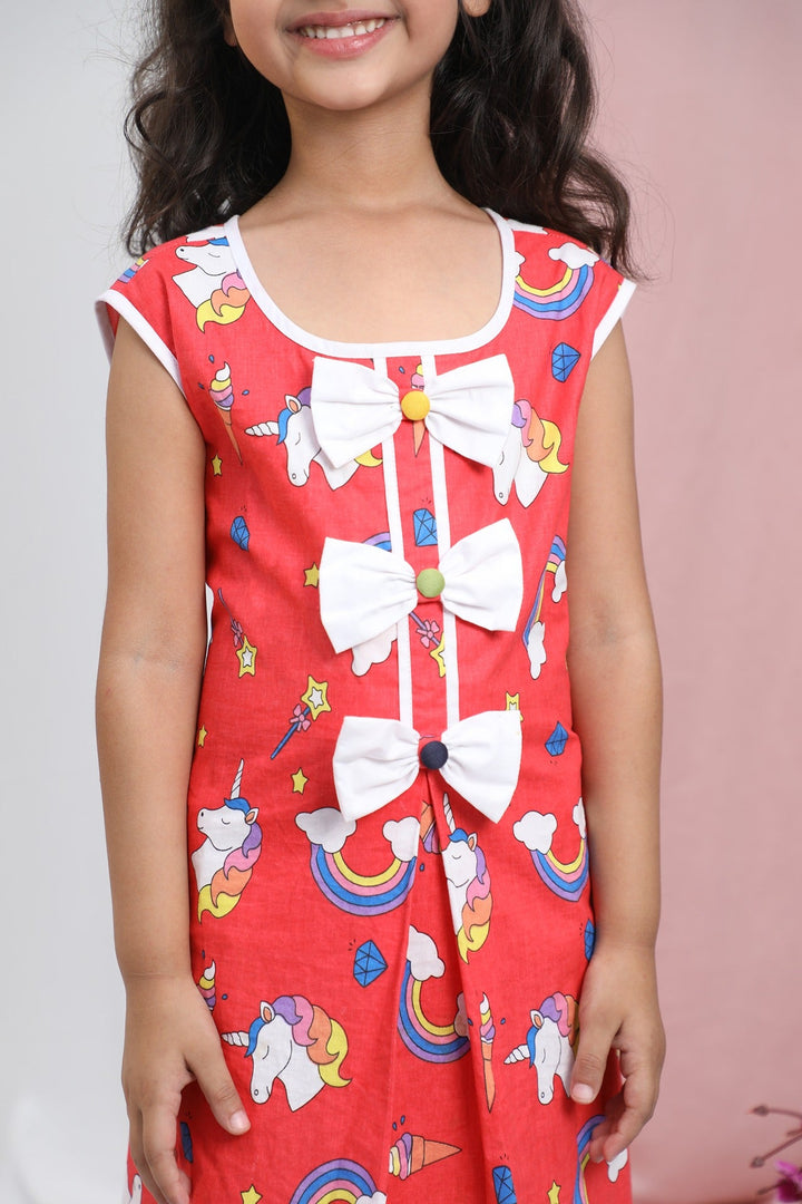 Unicorn Girls Sleeveless Cotton Dress - CuddlesClothing