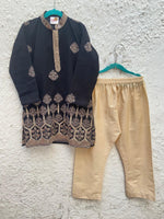 Load image into Gallery viewer, Siyah Zari Silk Kurta Set