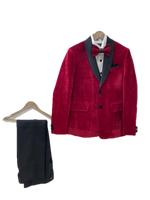 Load image into Gallery viewer, Boy's 4 pc Red Velvet Tuxedo - CuddlesClothing