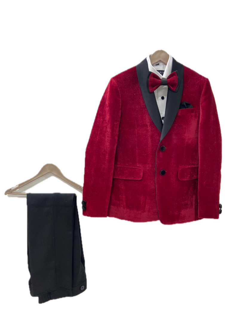 Boy's 4 pc Red Velvet Tuxedo - CuddlesClothing