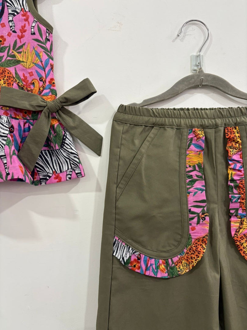 Safari Bloom Girls Co-ord Set in Cotton