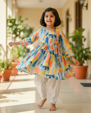Girls Abstract Muslin Angrakha & Dhoti Set - CuddlesClothing