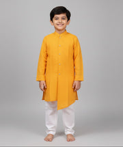 Trendy Front Open Asymmetric Kurta Pajama Set for Boys with Stitch Lines - CuddlesClothing