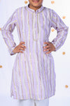 Lavender Phoolwari Kurta Set For Boys